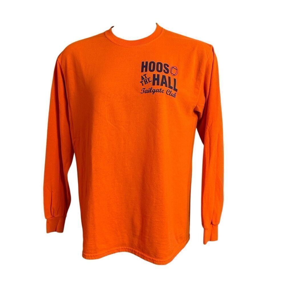 Gildan Men's Orange Hoos At the Hall Tailgate Club Long Sleeve T-Shirt Medium